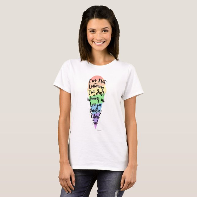 Rainbow Coloured Food Ice Cream Cone Fun Slogan T-Shirt (Front Full)