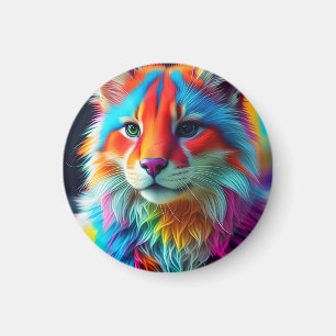 Rainbow Coloured Fur Cat Magnet