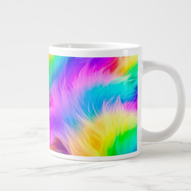 Rainbow Coloured Fur Design-75293 Large Coffee Mug (Right)