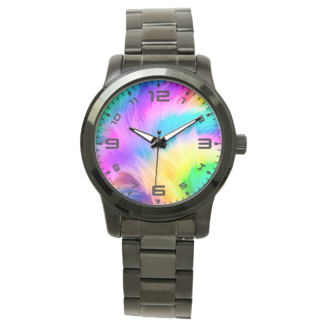 Rainbow Coloured Fur Design-75293 Watch (Front)