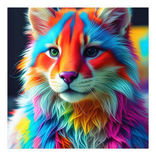 Rainbow Coloured Furry Cat-68587 Photo Print