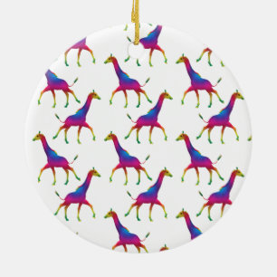 Rainbow Coloured Giraffe Ceramic Ornament