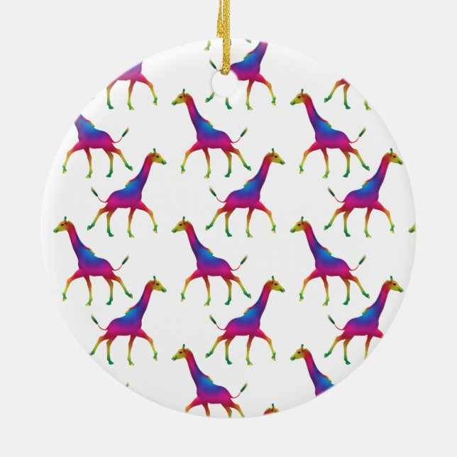 Rainbow Coloured Giraffe Ceramic Ornament (Back)