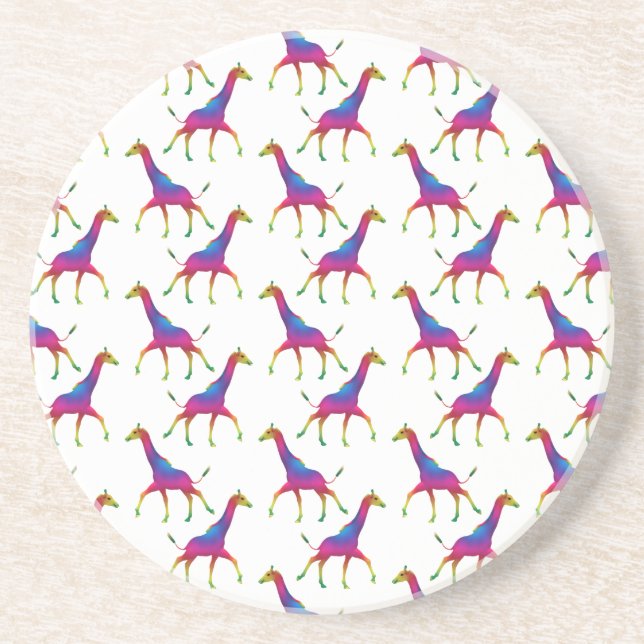Rainbow Coloured Giraffe Coaster (Front)