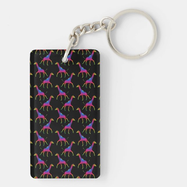 Rainbow Coloured Giraffe Key Ring (Back)
