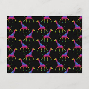 Rainbow Coloured Giraffe Postcard