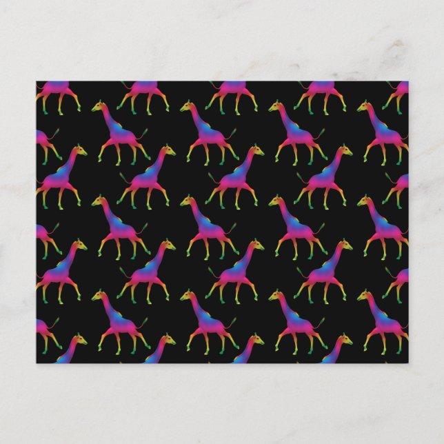Rainbow Coloured Giraffe Postcard (Front)