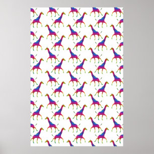Rainbow Coloured Giraffe Poster