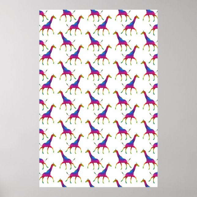 Rainbow Coloured Giraffe Poster (Front)