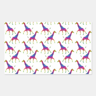 Rainbow Coloured Giraffe Rectangular Sticker
