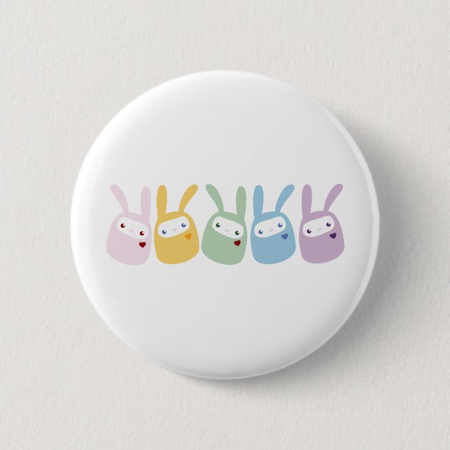 Rainbow Coloured Gumdrop Bunnies 6 Cm Round Badge (Front)