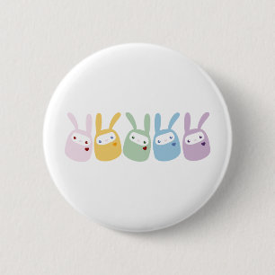 Rainbow Coloured Gumdrop Bunnies 6 Cm Round Badge