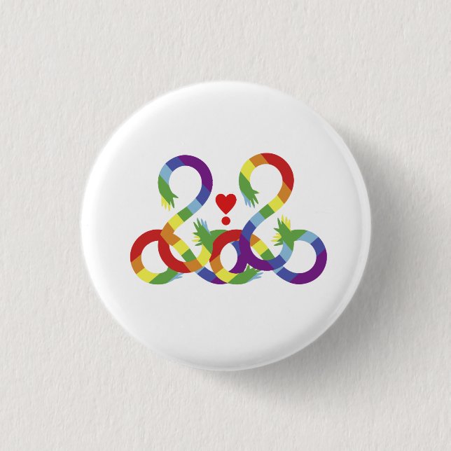 Rainbow, coloured hands. Button (Front)