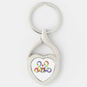 Rainbow, coloured hands. Metal Keychain