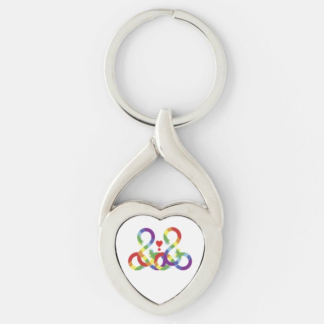 Rainbow, coloured hands. Metal Keychain (Front)
