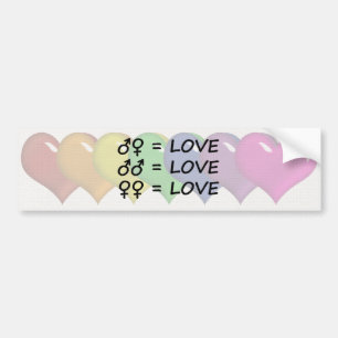 Rainbow Coloured Hearts Bumper Sticker