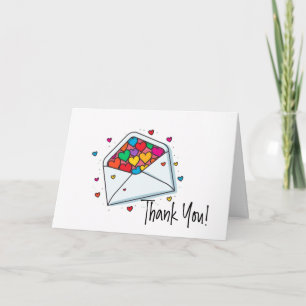 Rainbow Coloured Hearts Envelope Thank You Card