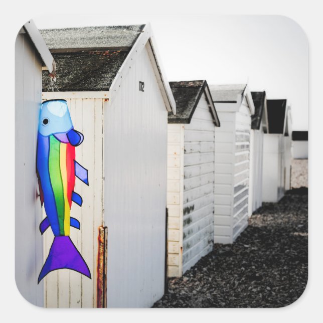 Rainbow Coloured Kite Square Sticker (Front)