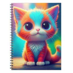 Rainbow Coloured Kitten Cartoon Notebook
