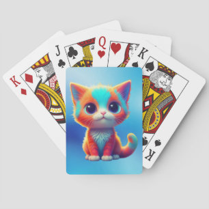 Rainbow Coloured Kitten Cartoon  Playing Cards