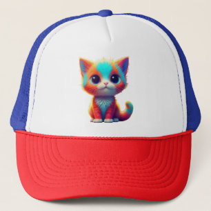 Rainbow Coloured Kitten Cartoon Trucker Hat