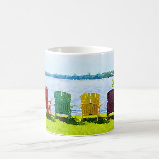 Rainbow Coloured Lakeside Adirondack Chairs Coffee Mug (Center)