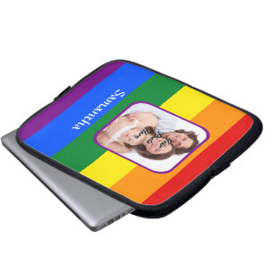 Rainbow coloured laptop sleeve