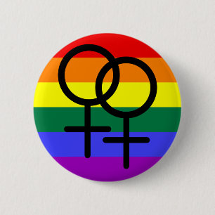 Rainbow Coloured Lesbian Pride Flag 6 Cm Round Badge