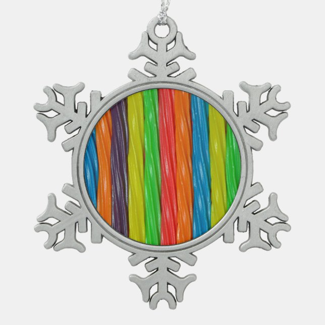 Rainbow coloured liquorice christmas ornament (Front)