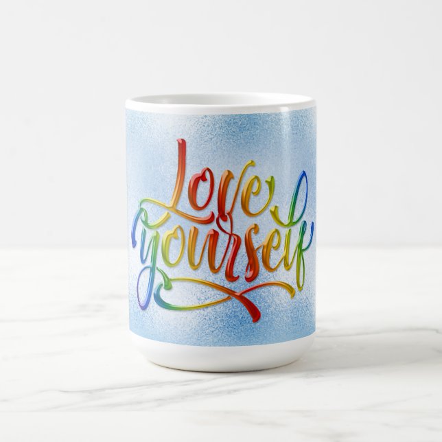 Rainbow Coloured Love Yourself Gay Pride Coffee Mug (Center)