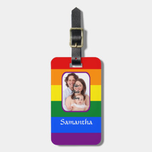Rainbow coloured luggage tag