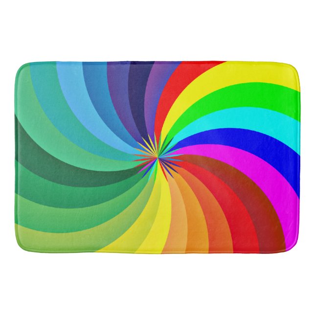Rainbow Coloured Mandala-46556 Bath Mat (Front)
