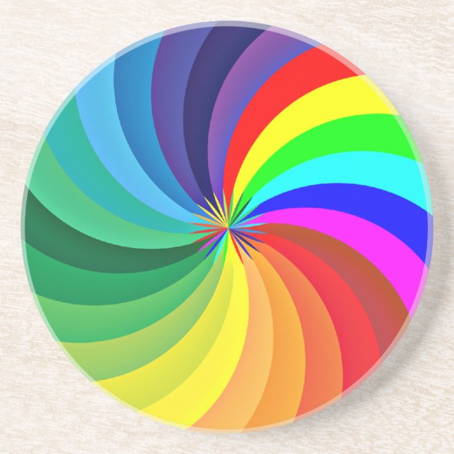 Rainbow Coloured Mandala-46556 Coaster (Front)