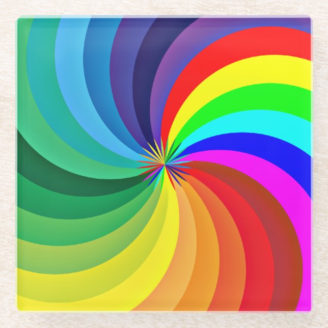 Rainbow Coloured Mandala-46556 Glass Coaster (Front)