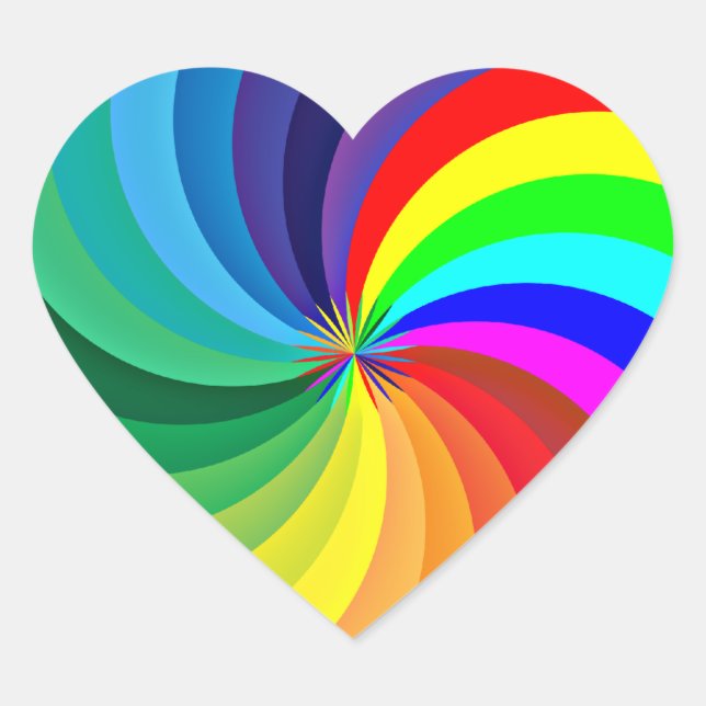 Rainbow Coloured Mandala-46556 Heart Sticker (Front)