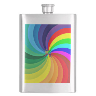 Rainbow Coloured Mandala-46556 Hip Flask