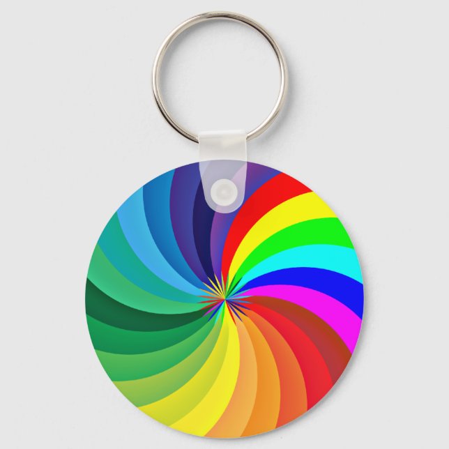 Rainbow Coloured Mandala-46556 Key Ring (Front)