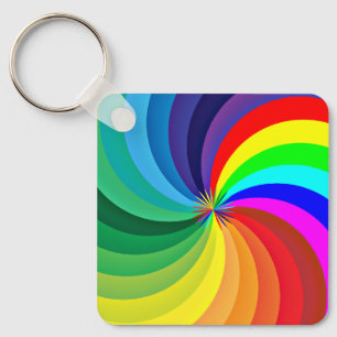 Rainbow Coloured Mandala-46556 Key Ring