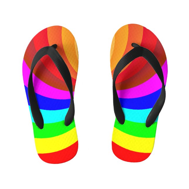 Rainbow Coloured Mandala-46556 Kid's Thongs (Footbed)