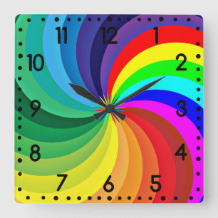 Rainbow Coloured Mandala-46556 Square Wall Clock
