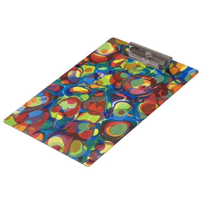 Rainbow coloured modern marbling Party pattern Clipboard (Angled)