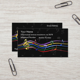 Rainbow Coloured Music Notes Business Card