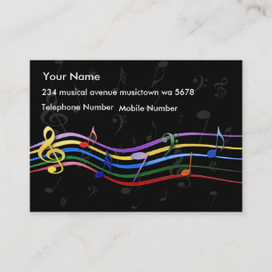 Rainbow Coloured Music Notes Business Card