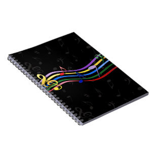 Rainbow Coloured Music Notes Notebook