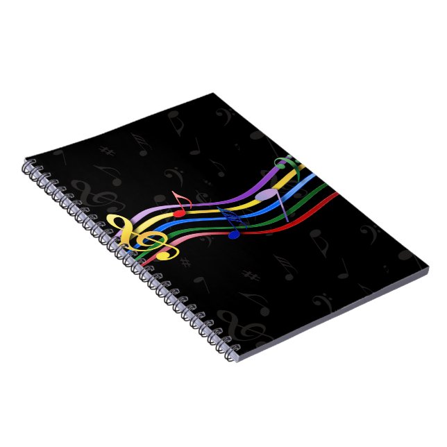 Rainbow Coloured Music Notes Notebook (Right Side)