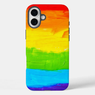 Rainbow Coloured Paint Strokes iPhone 16 Plus Case
