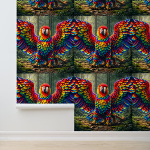 Rainbow coloured parrot luxury wallpaper/home deco wallpaper