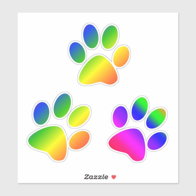 Rainbow Coloured Paw Prints (Sheet)