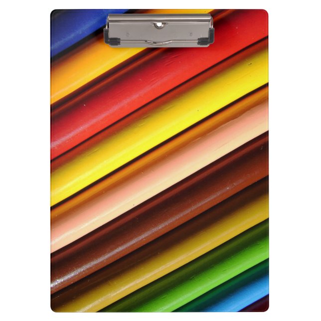 Rainbow Coloured Pencils Clipboard (Front)