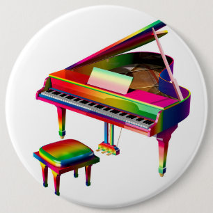 Rainbow Coloured Piano 6 Cm Round Badge